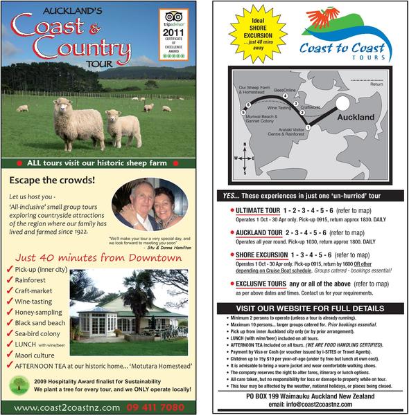 New Brochure for Auckland's Coast to Coast Tours